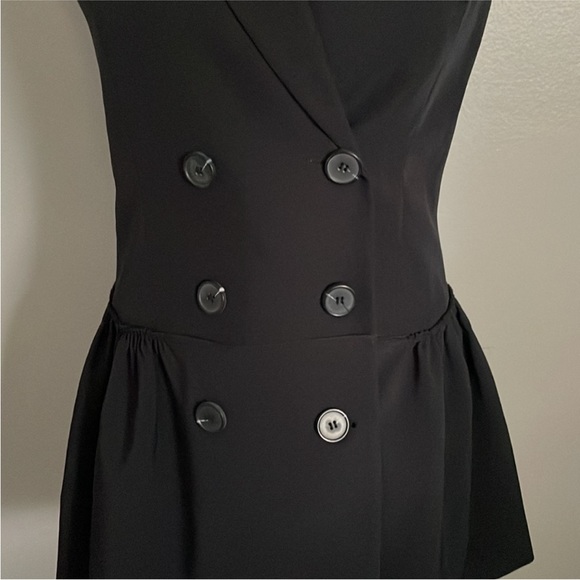 Zara NWOT double breasted drop waist Ruffle hem black sleeveless vest mini dress - Picture 4 of 5